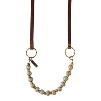 Robin Blue Clay Bead Leather Cord Necklace - GLORY HAUS 