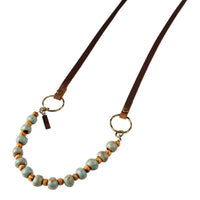 Robin Blue Clay Bead Leather Cord Necklace - GLORY HAUS 