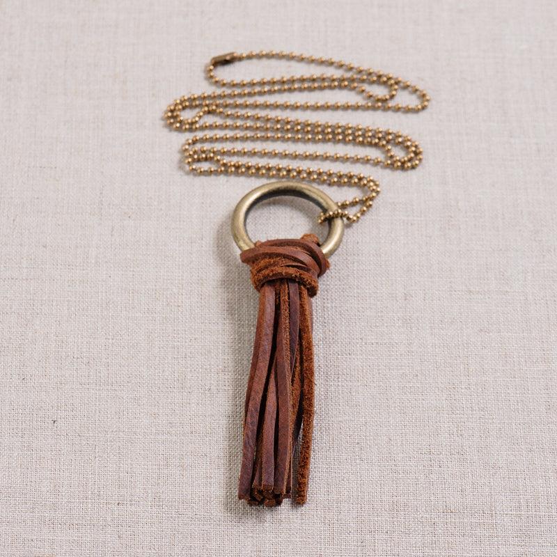 ROP-Leather Tassle Necklace - GLORY HAUS 