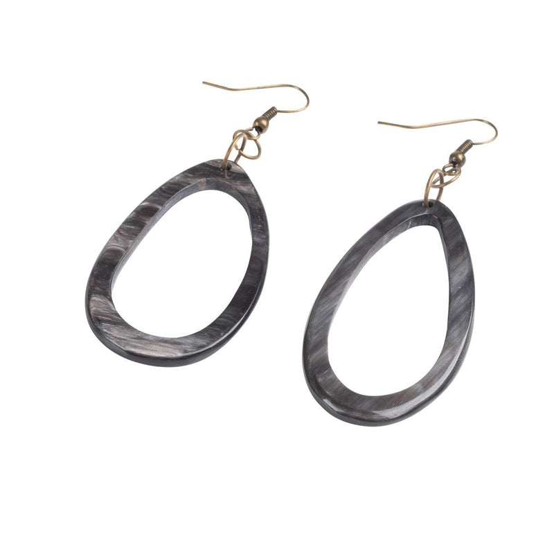 Teardrop Black Horn Earrings - GLORY HAUS 