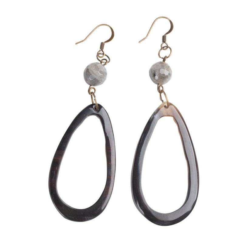 Teardrop Black Horn with Bead Earrings - GLORY HAUS 