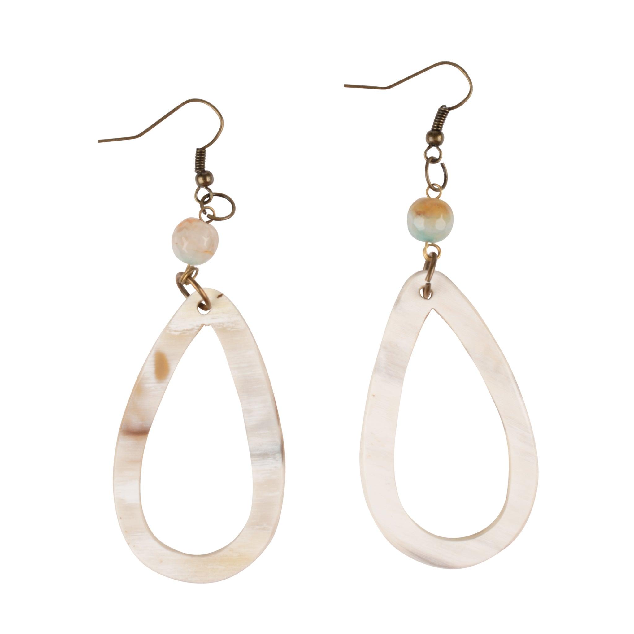 Ivory Teardrop Earrings with Bead – GLORY HAUS