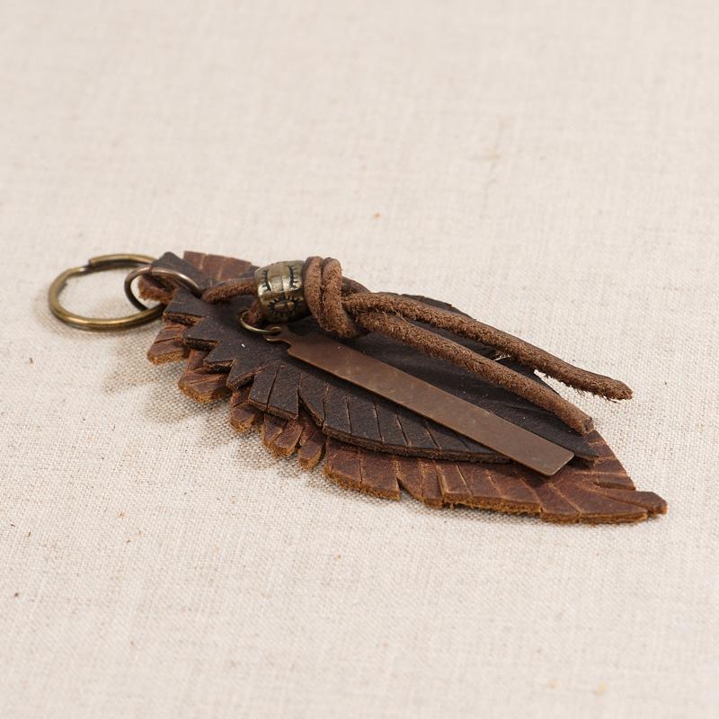 ROP-Leather Feather Keychain - GLORY HAUS 