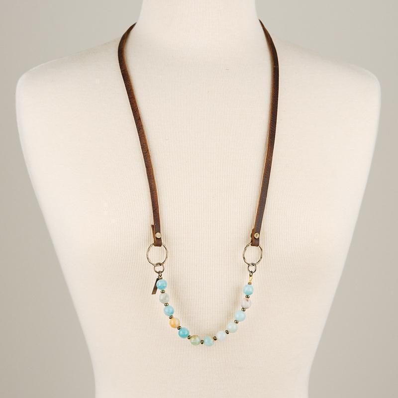 ROP-Amazonite Stone Necklace - GLORY HAUS 