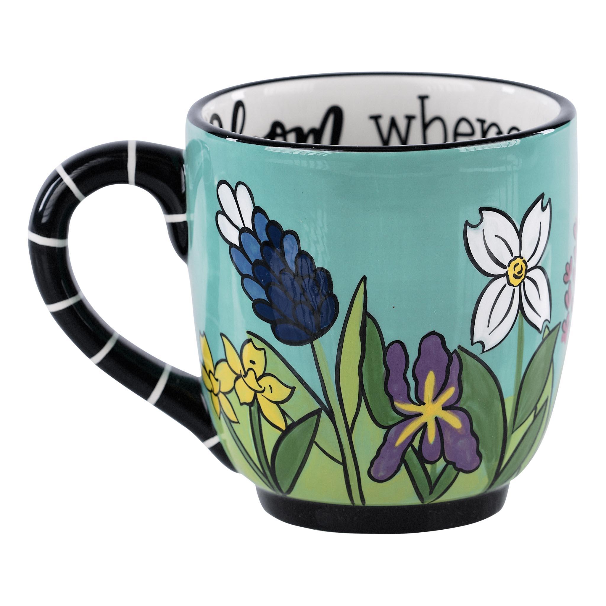 Wake Up & Smell The Flowers Mug- Cancun Blue – Bloom & Plume