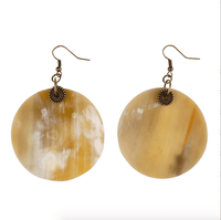 Solid Circle Horn and Brass Earrings - GLORY HAUS 