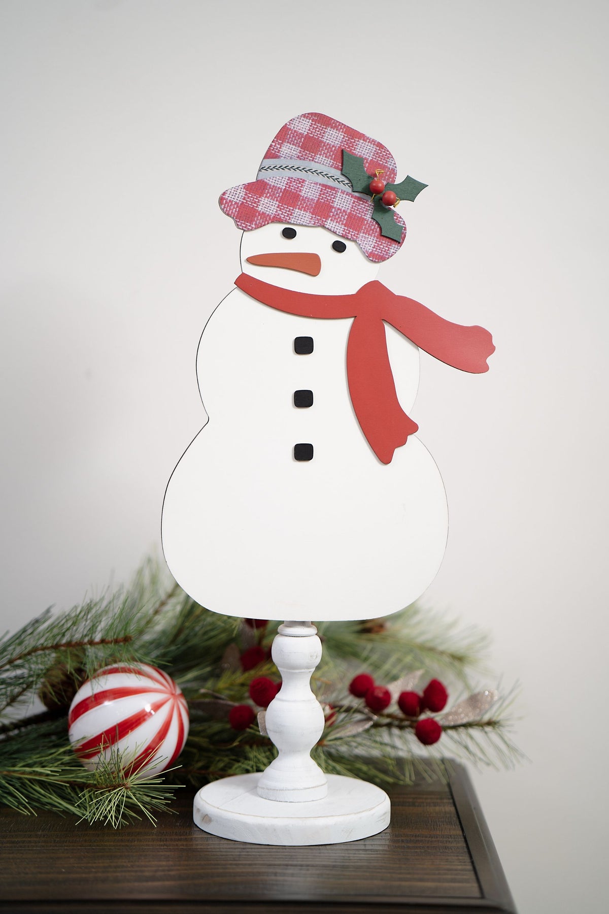 Snowman With Holly Hat Topper