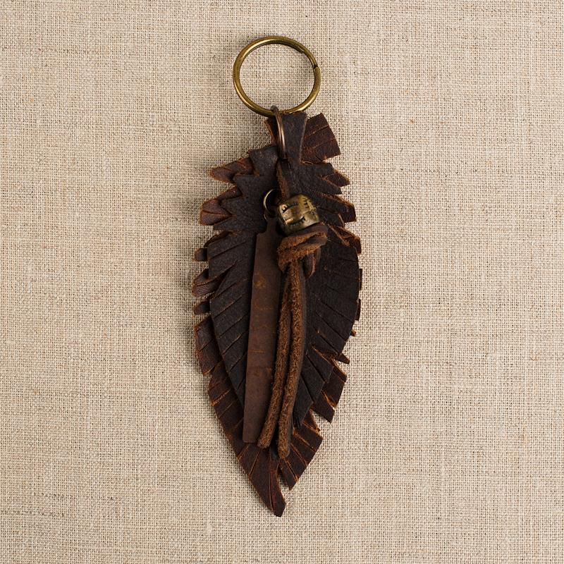 ROP-Leather Feather Keychain - GLORY HAUS 