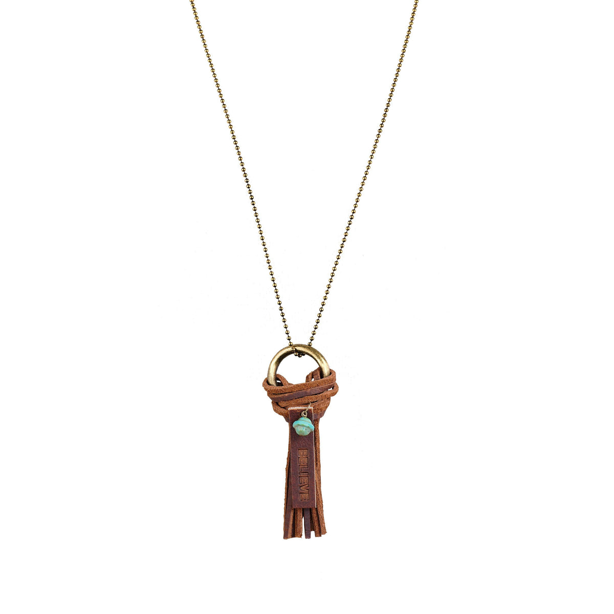 ROP-Believe Leather Tassle Necklace - GLORY HAUS 