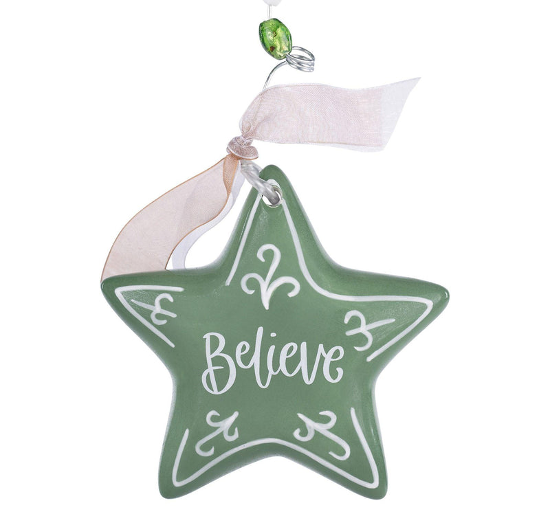 Believe Green Star Ornament - GLORY HAUS 
