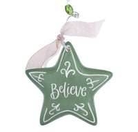 Believe Green Star Ornament - GLORY HAUS 