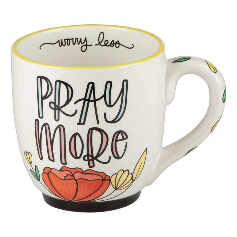Pray More Worry Less Flower Mug - GLORY HAUS 