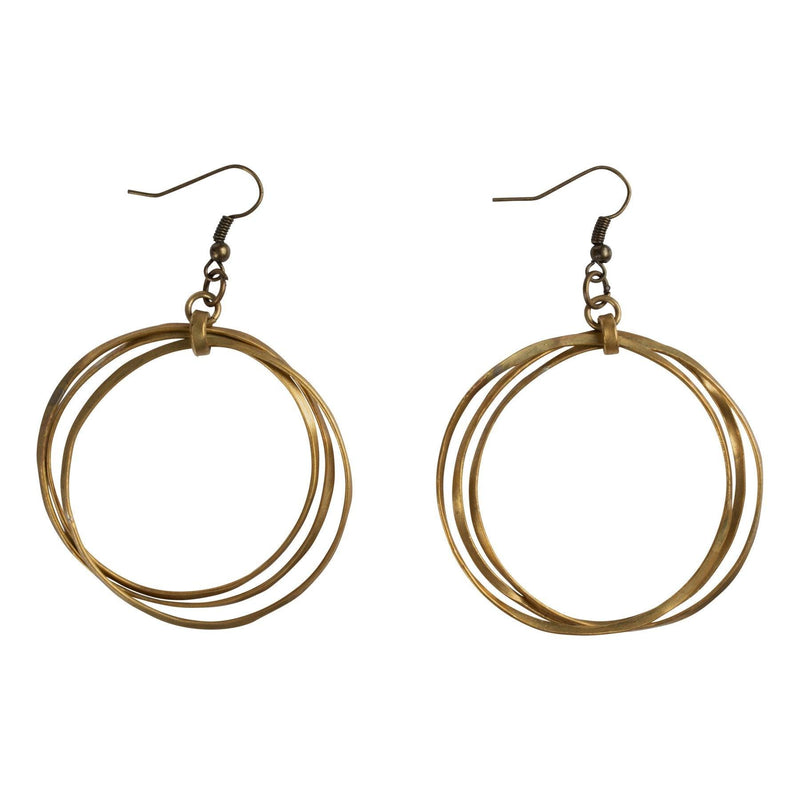 ROP-Triple Brass Circle Earring - GLORY HAUS 