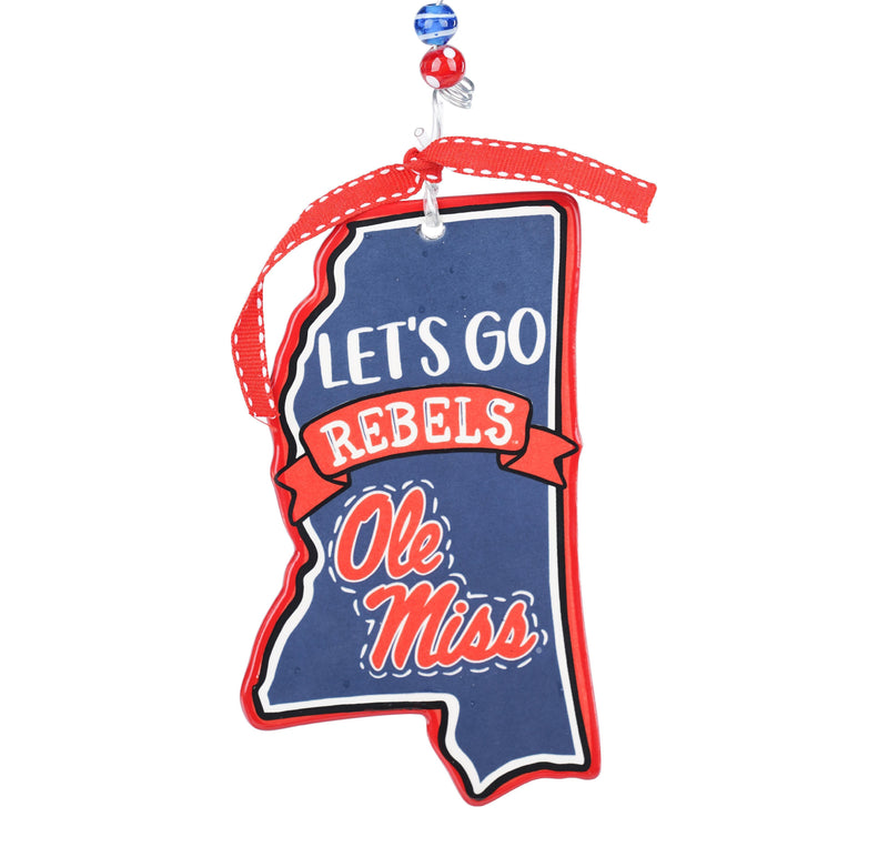 Let's Go Ole Miss Flat Ornament - GLORY HAUS 